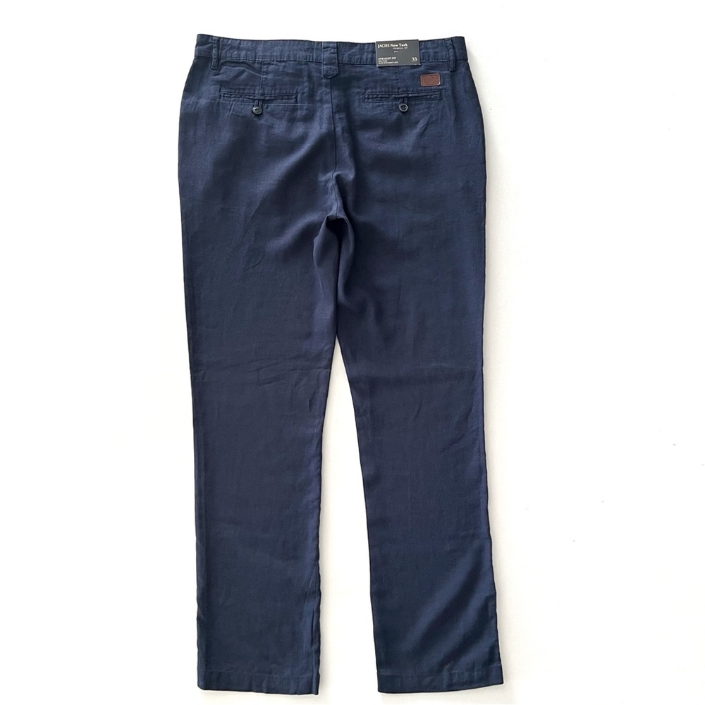 Jach’s New York Straight Fit Linen Blend Bowie Chino Pant in Indigo Size 33 - Picture 3 of 8